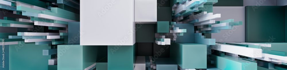 Multicolored 3D Block background. Tech Wallpaper with Natural hues. 3D Render Multicolored 3D Block background. Tech Wallpaper with Natural hues. 3D Render