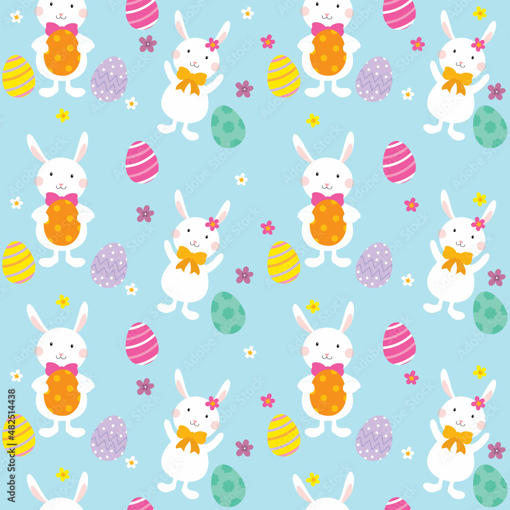 cute easter seamless pattern with bunny design