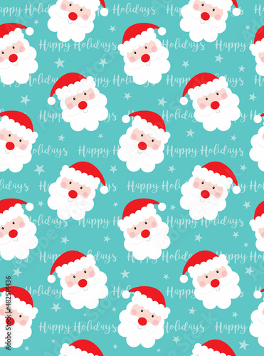 santa claus seamless pattern design on blue color background