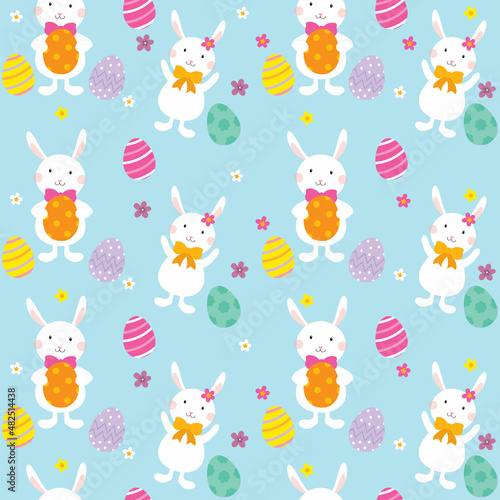 cute easter seamless pattern with bunny design