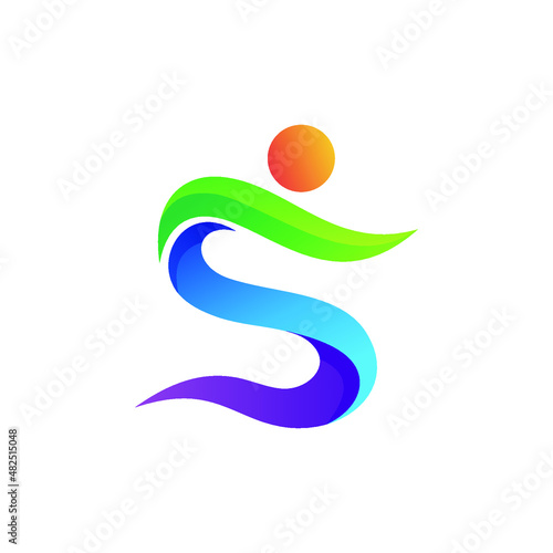 Letter s with people activity abstract logo design