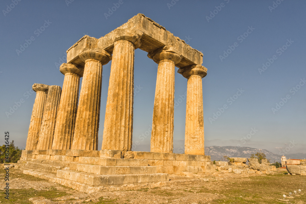 Closeup view of Temple of Apollo, Corinth, Greece