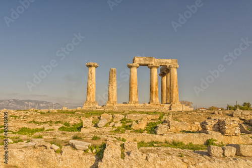 Landscape view of Temple of Apollo, Corinth, Greece