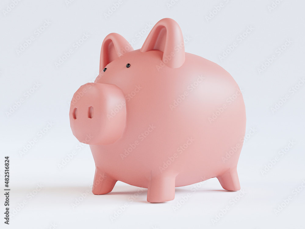 pink piggy save money on white background for deposit and financial saving growth concept by 3d render.