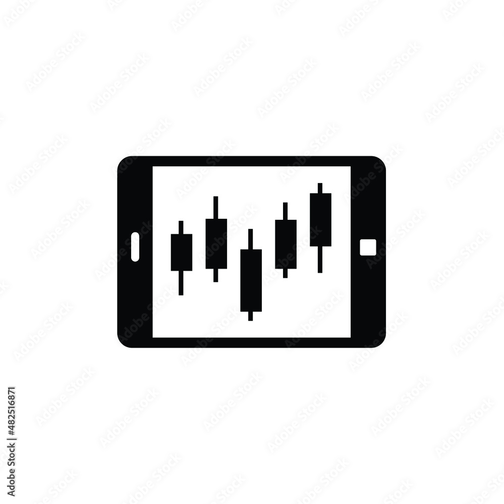 Trading phone display icon vector isolated on white, sign and symbol illustration. Trading phone display icon vector isolated on white, sign and symbol illustration.