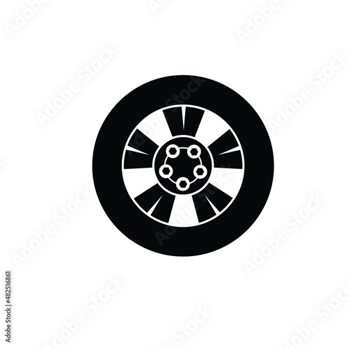 Car wheel icon vector isolated on white, sign and symbol illustration.