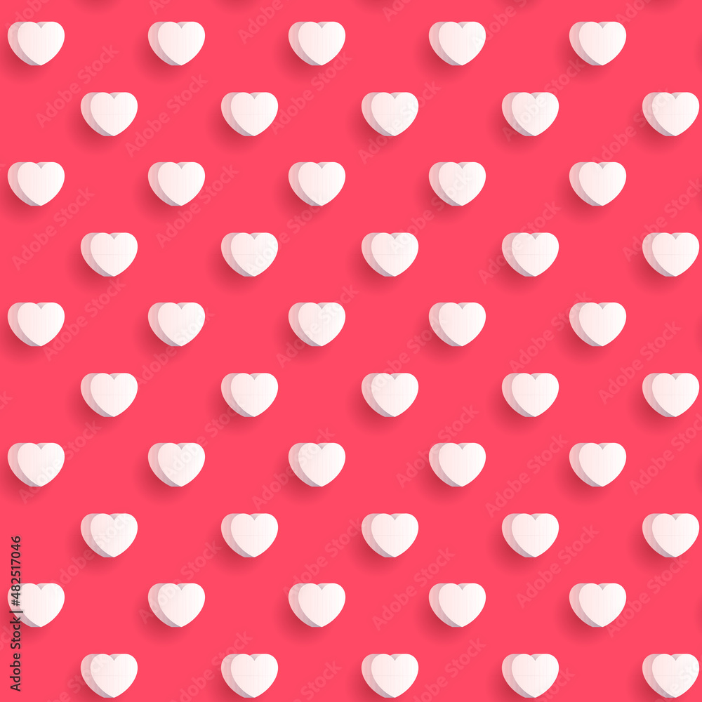 Seamless polka dot red pattern with hearts, background valentine's day Seamless polka dot red pattern with hearts, background valentine's day