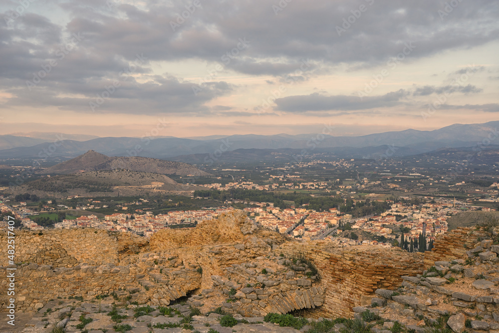 View of Nafplion with the walls of Palamidi fortress in the foreground.