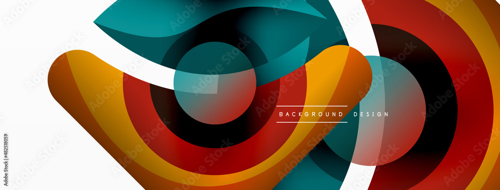Creative geometric wallpaper. Minimal abstract background. Circle wave and round shapes composition vector illustration for wallpaper banner background or landing page Creative geometric wallpaper. Minimal abstract background. Circle wave and round shapes composition vector illustration for wallpaper banner background or landing page