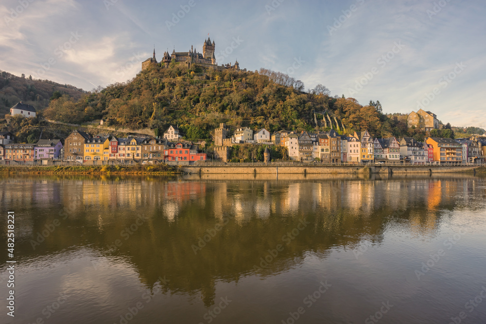 Cityscape of Cochem Germany with view of Cochem castle