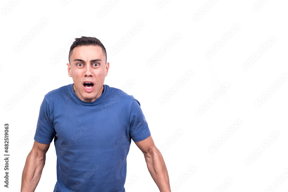 Fototapeta premium Man opening the mouth with expression of fear