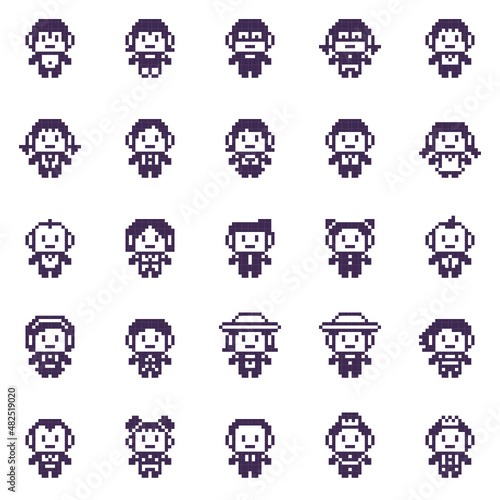 Pixel art character people 8 bit vector illustrator colection