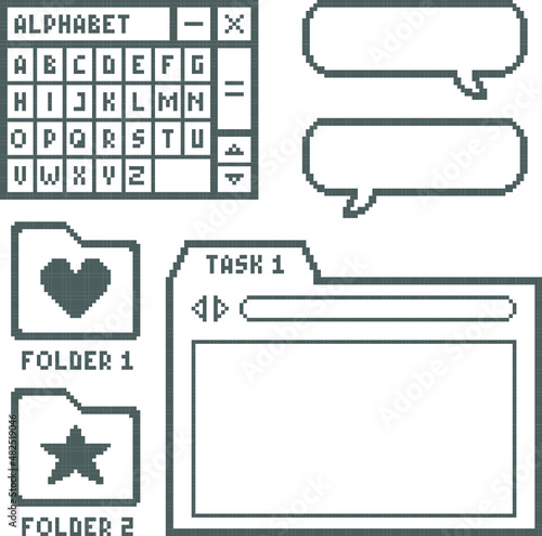User Interface 8 bit pixel art icon vector