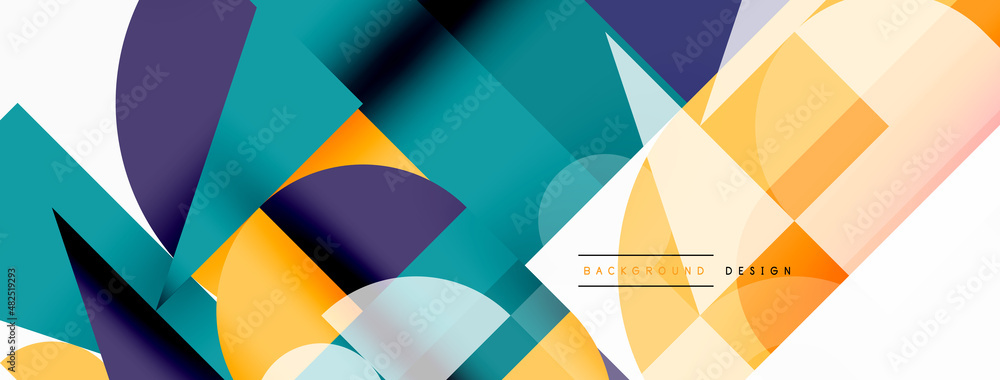Minimal geometric abstract background. Circle square and triangle design. Trendy techno business template for wallpaper, banner, background or landing Minimal geometric abstract background. Circle square and triangle design. Trendy techno business template for wallpaper, banner, background or landing