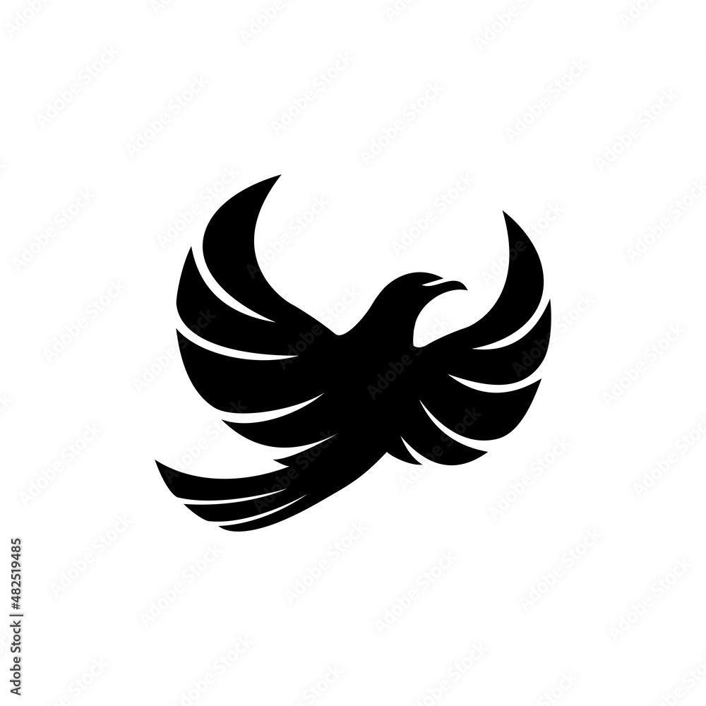 silhouette raven bird in flight on a white background silhouette raven bird in flight on a white background