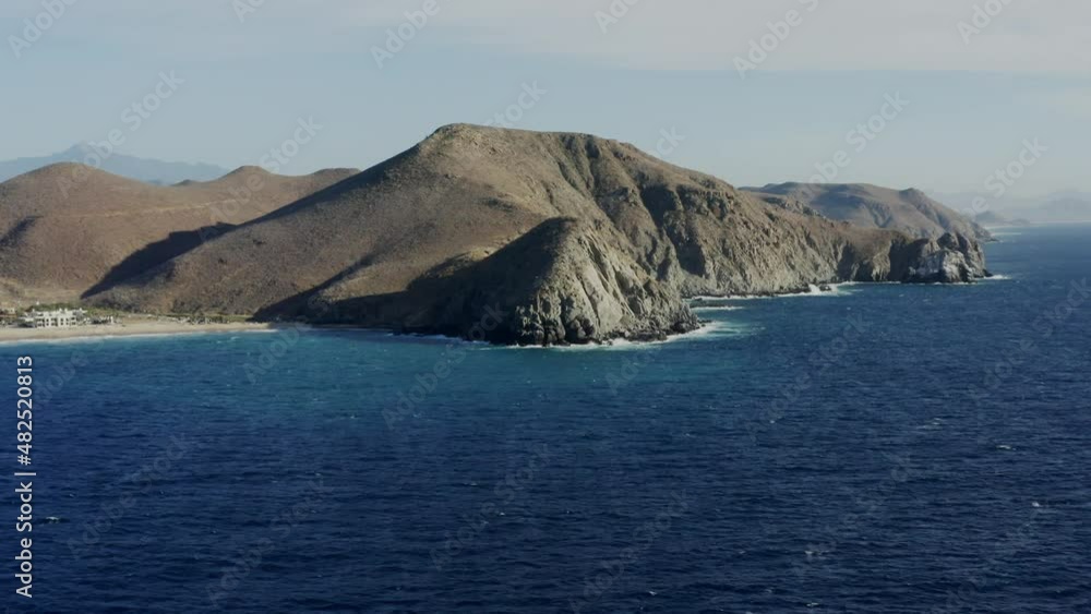 Drone push towards the hills Punta Lobos Baja California Sur Drone push towards the hills Punta Lobos Baja California Sur
