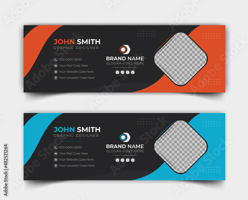 Business trendy email signature templates with an author photo place modern and minimal layout, Professional awesome unique Corporate custom beautiful personal Office Email signature design template