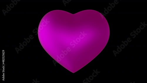 3D Heart Animation, Pink Seamless Loop, Transparent Background(ProRes4444