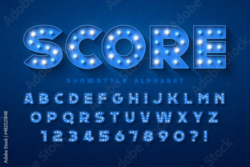 Show alphabet design, marquee, LED lamps letters and numbers.
