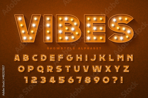 Show alphabet design, marquee, LED lamps letters and numbers.