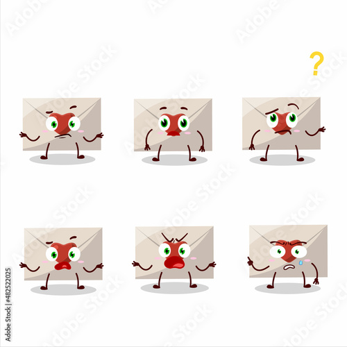 Cartoon character of love envelope with what expression