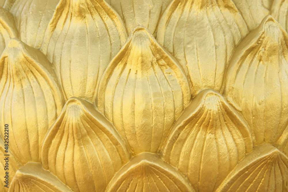 Fototapeta premium Lotus petals flower stucco wall abstract for gold background