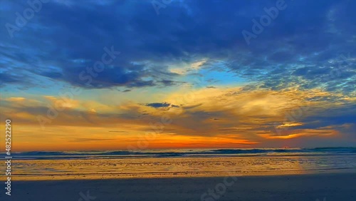 Beautiful Sunset Beach Waves  photo