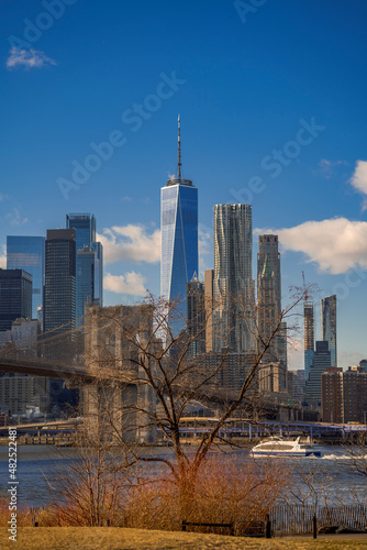 Photography city skyline with the brooklyn bridge