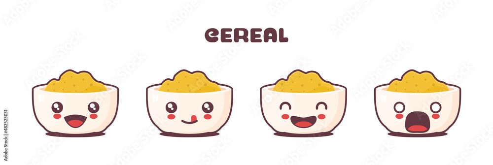 vector cereal cartoon mascot, with different facial expressions vector cereal cartoon mascot, with different facial expressions