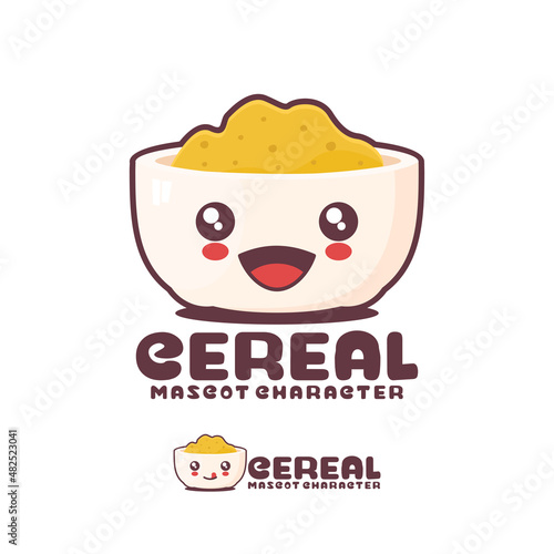 vector cereal cartoon mascot, with a happy expression, suitable for, logos, prints, stickers, etc