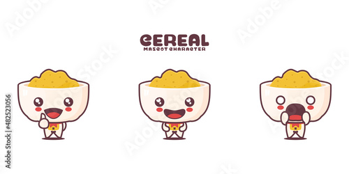 vector cereal cartoon mascot, with different expressions