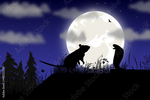 mouse and cobra snake silhouette