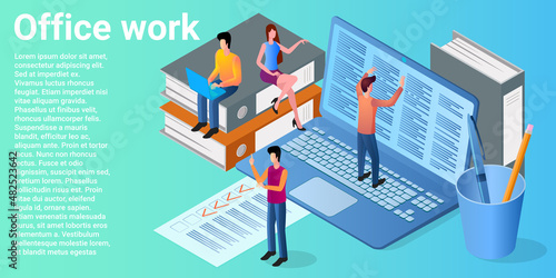 Office work.Coworking and online negotiations.Freelance and remote work..A business-style poster.Flat vector illustration.