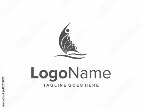 people and sail simple sleek creative geometric modern logo design