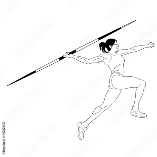 lady throwing javelin vector illustration