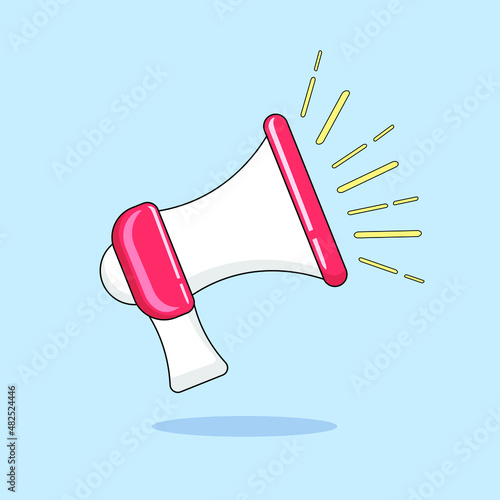 Vector Loudspeaker illustration. Flat design element. Isolated Loudspeaker in cartoon style. Communication, social media, propaganda concept or else.