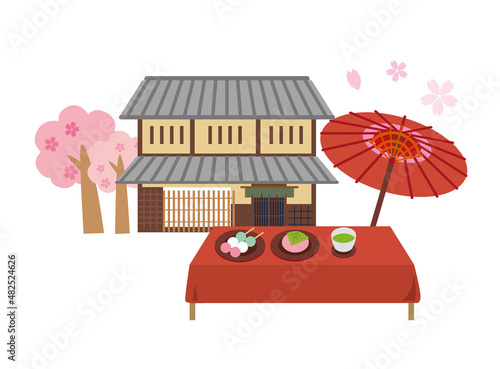 春の桜　花見茶屋 