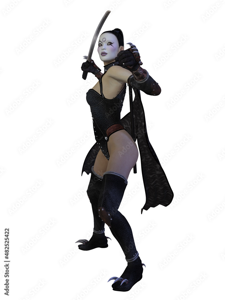 3d illustration of a woman in an asian outfit 3d illustration of a woman in an asian outfit
