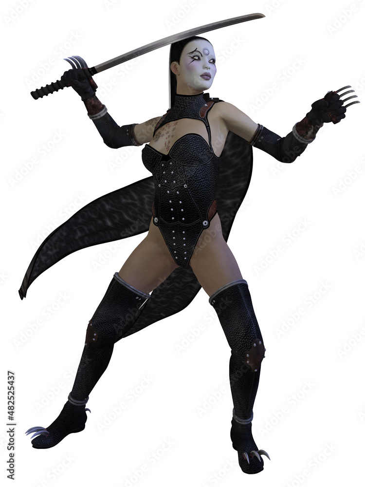 3d illustration of a woman in an asian outfit 3d illustration of a woman in an asian outfit