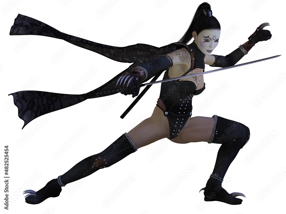 3d illustration of a woman in an asian outfit 3d illustration of a woman in an asian outfit