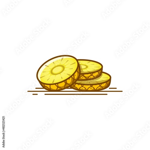 Pineapple slices vector icon illustration isolated on white background