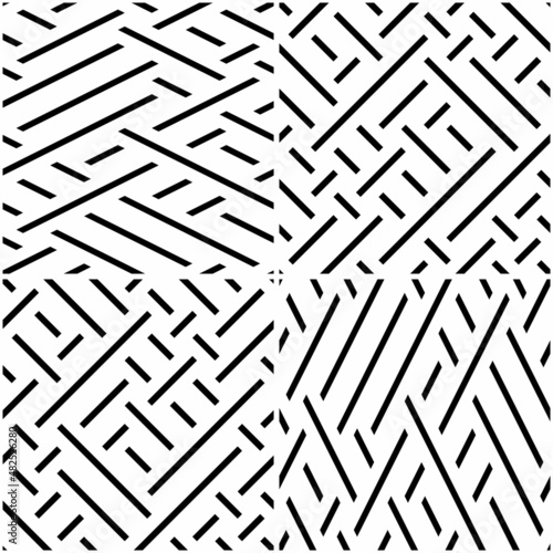 vectorial seamless pattern collection with oblique black segments_f. This eps file is not just alone one pattern, it includes a collection of 4 different seamless patterns (white dividing lines