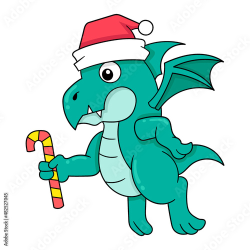 flying dragon celebrates christmas to the sky, doodle icon image kawaii