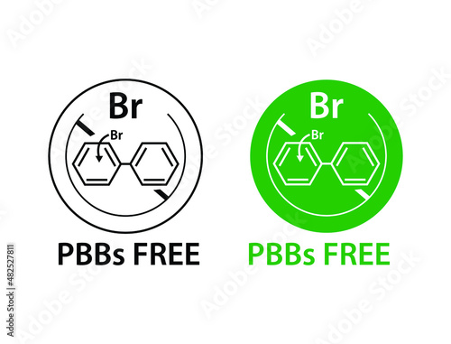 PBBs, polybrominated biphenyls free icon vector illustration 