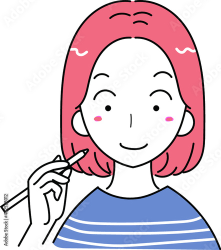 ペンを持つ女性