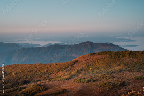 the morning before sunrise on the mountain,early morning blue hour
