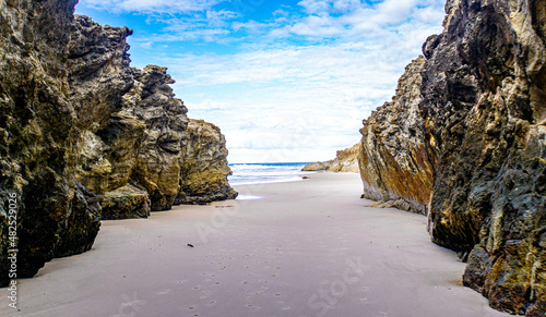 rocky coast of the sea at North Stradbroke Island photo