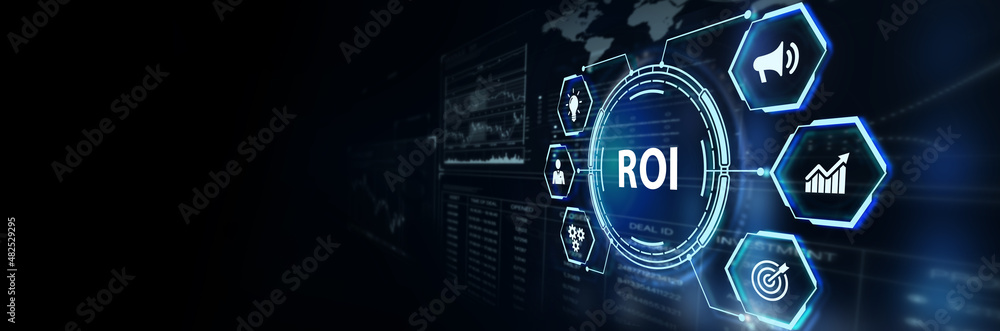 ROI Return on investment financial growth concept. Business, Technology, Internet and network concept.3d illustration ROI Return on investment financial growth concept. Business, Technology, Internet and network concept.3d illustration