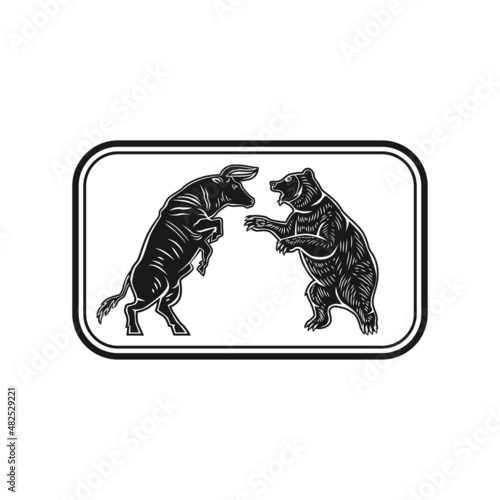 bull and bear fighting vector illustration