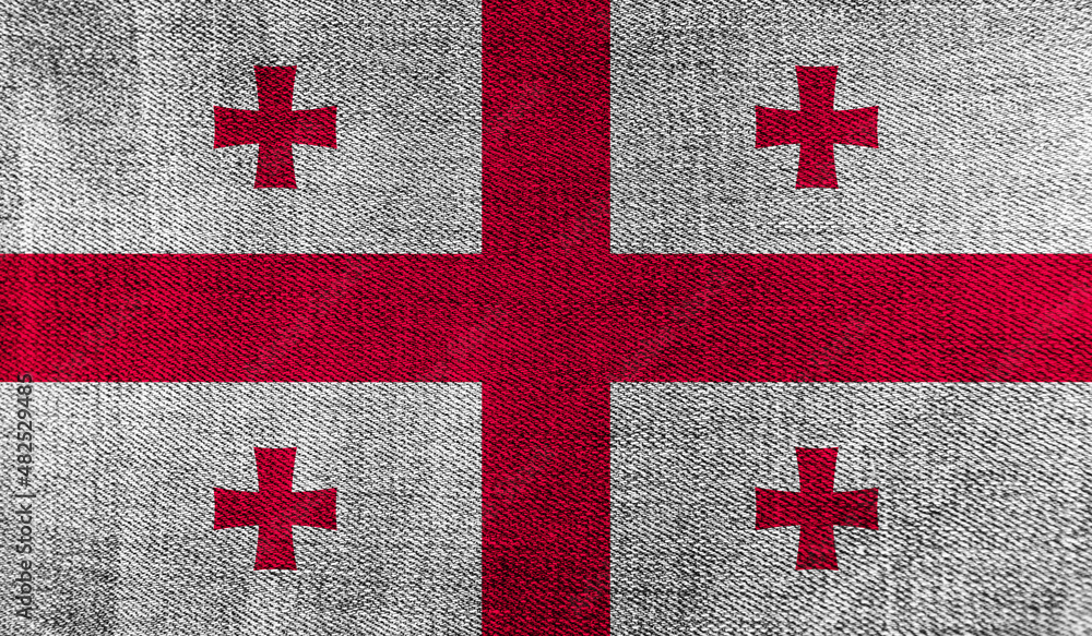 Georgia flag on knitted fabric. 3D-image Georgia flag on knitted fabric. 3D-image